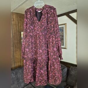 Floral Pink and Black Women's Coat